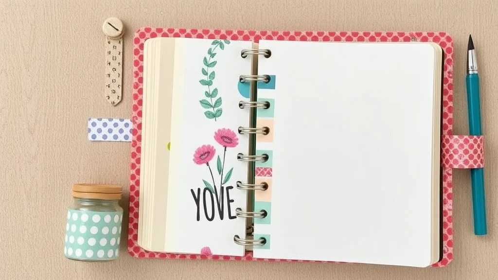 Learn how to creatively decorate a diary with washi tape in this step-by-step tutorial. Bright colors, scissors, and a cozy atmosphere.